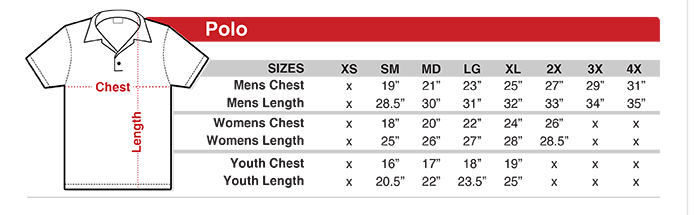 Womens Polo Shirt Size Chart Arts Arts